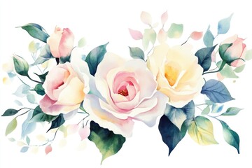 Poster - A bouquet of colorful flowers on a pure white surface, perfect for decorative or commercial use
