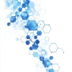 Poster - abstract blue hexagonal patterns create a modern, scientific feel, perfect for technology or healthc