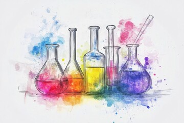 Wall Mural - A collection of test tubes containing different colored substances, ideal for science and laboratory illustrations