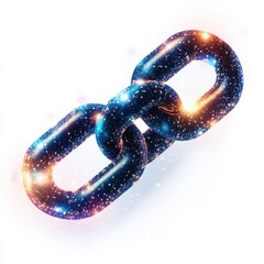 Poster - A cosmic chain link glowing with vibrant colors, symbolizing connection and unity in a vast universe.