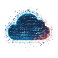 Poster - Abstract digital cloud graphic with binary code, representing data storage and cloud computing technology.