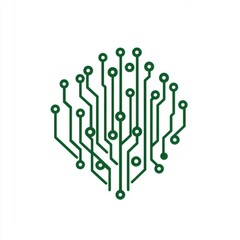 Poster - Stylized green circuit tree symbolizing technology and nature's fusion.