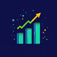 Poster - Vibrant infographic illustration depicting a green ascending graph on a dark background.