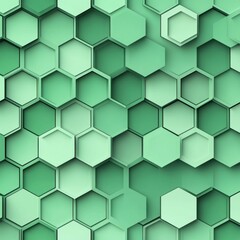 Poster - A textured pattern of overlapping hexagons in various shades of green.