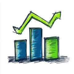 Poster - A vibrant, hand-drawn graph with a rising green arrow, symbolizing growth and progress.