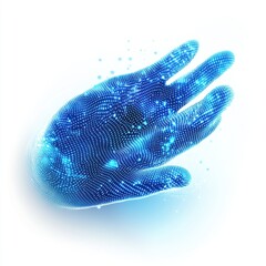 Poster - A digital representation of a hand in blue hues, symbolizing technology and innovation.