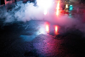 Aufkleber - Smoke-filled street scene