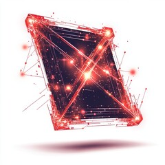 Poster - A mesmerizing abstract digital art piece featuring a glowing, geometric frame on a white background.