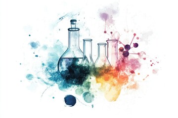 Poster - Group of test tubes lined up together on a laboratory counter, suitable for science and medical illustrations