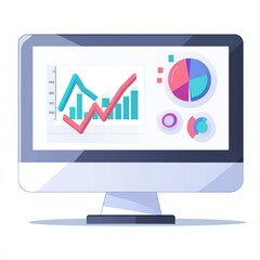 Poster - A sleek, modern computer monitor displaying colorful data visualizations and graphs for analytics.