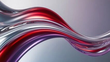 Wall Mural - Abstract image featuring flowing waves of red, silver, and purple, creating a smooth, dynamic feel suitable for modern design concepts