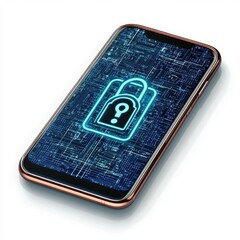 Poster - Smartphone with a digital lock symbol on screen, highlighting cybersecurity and digital protection.