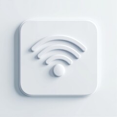 Poster - A minimalist white Wi-Fi symbol on a light background, conveying connectivity and technology.