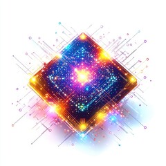 Poster - Vibrant abstract design featuring glowing stars and colorful light trails, evoking a cosmic atmosphere.