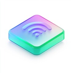 Poster - Vibrant multicolored wireless symbol icon in a sleek, translucent design.