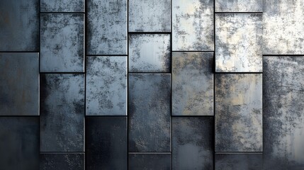Poster - Abstract Grey Metal Rectangular Panel Wall Texture