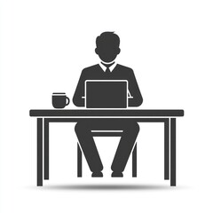 Fototapete - Man working on laptop at desk.