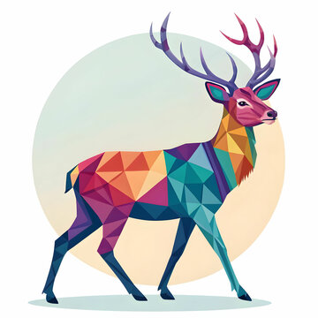 colorful low poly deer vector design