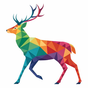 colorful low poly deer vector design