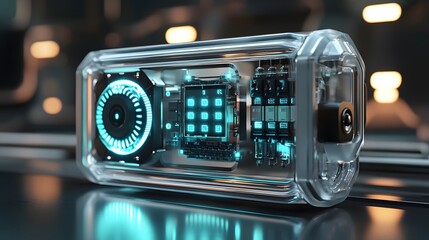 Poster - Futuristic Transparent Computer Processor Showcase