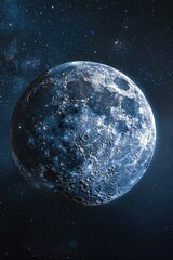 Wall Mural - blue moon in the sky with stars surrounding it. the moon is the main focus of the image, but the sta