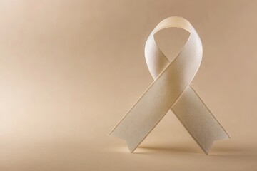 Poster - minimalistic stock photo of cancer ribbon with copy space