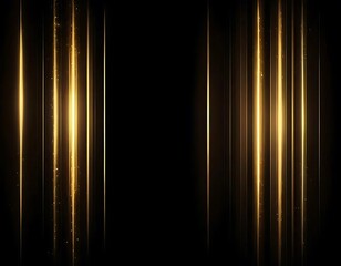 Aufkleber - Golden Light Streaks On Black Background Abstract Design