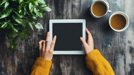 Aufkleber - Person Holding Blank Tablet