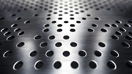 Poster - Brushed Metal Sheet With Circular Holes Pattern