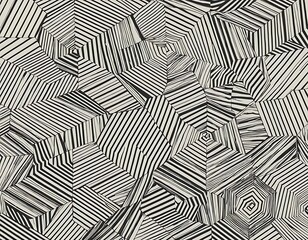 Poster - Abstract Black And White Striped Geometric Pattern Design