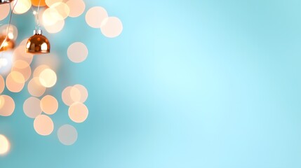 Poster - Blue background with a bunch of Christmas lights