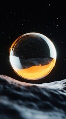 Wall Mural - surreal cosmic bubble with glowing orange core