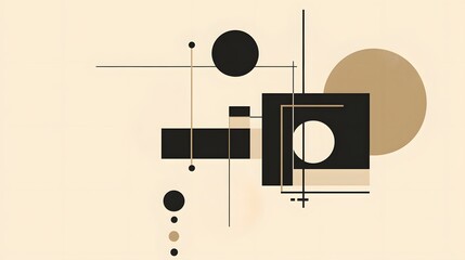 Poster - Abstract Geometric Composition in Beige Black and Brown