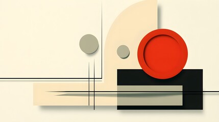 Poster - Abstract Geometric Composition With Circles and Rectangles