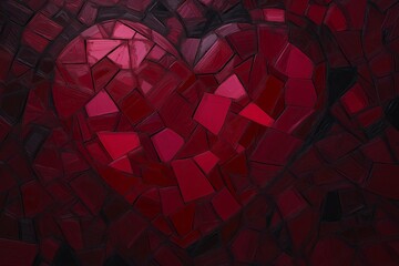 Aufkleber - A fractured heart design in shades of red, pink, and black, symbolizing love and loss.