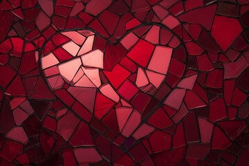 Poster - A fractured heart design in shades of red, pink, and black, symbolizing love and loss.