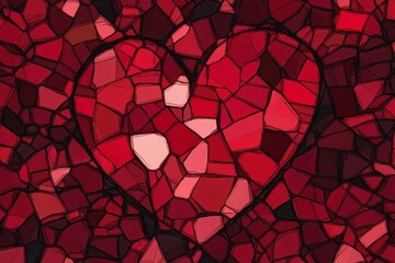 Poster - A fractured heart design in shades of red, pink, and black, symbolizing love and loss.