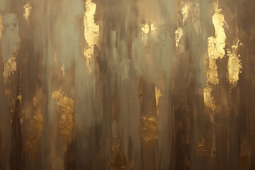 Poster - A symphony of brushstrokes in earth tones with a touch of metallic gold