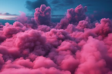 Poster - Abstract clouds of smoke in vibrant magenta and cyan tones