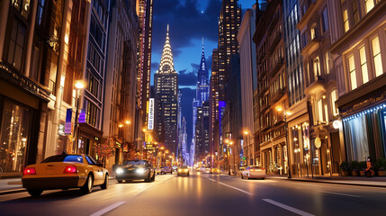 Canvas Print - City street view at night