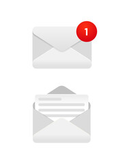 Aufkleber - New message notification concept on realistic smartphone mockup. New email pop up. Incoming, open messaging. Chatting, mail, post, letter symbol, sign, emblem with new notification for UI UX website