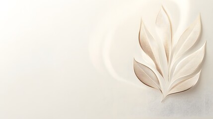 Poster - Elegant Beige Leaf Design on Smooth Background