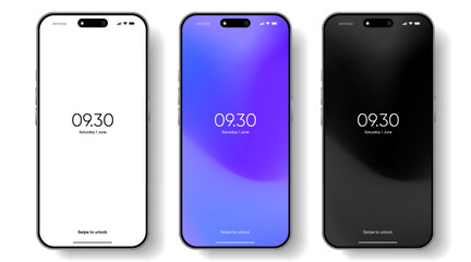 Poster - Realistic smartphone mockup. Mobile phone vector with isolated on white background. Device front view. 3D mobile phone with shadow. Realistic, high quality smart phone mockup for ui ux presentation.