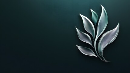 Poster - Elegant Silver Leaves Design on Dark Background