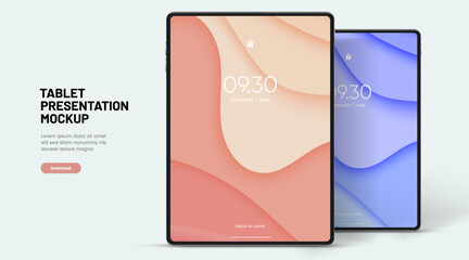 Aufkleber - 3D Tablet frame less blank screen. Empty screen device tablet mockup element. Can be used for mobile app, UI UX, business presentations. High quality EPS10 ultra realistic tablet with editable screen