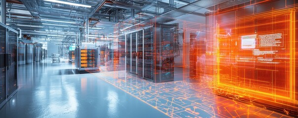 Poster - Modern data center with advanced technology and storage systems