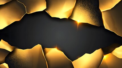 Poster - Abstract Gold Fractured Surface Reveals Dark Background
