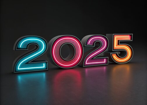 light 2025 abstract Happy New Year poster,
