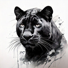 Wall Mural - artistic brushstroke panther