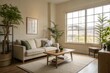 © Phary - Beige Living Room with Plants and Large Window